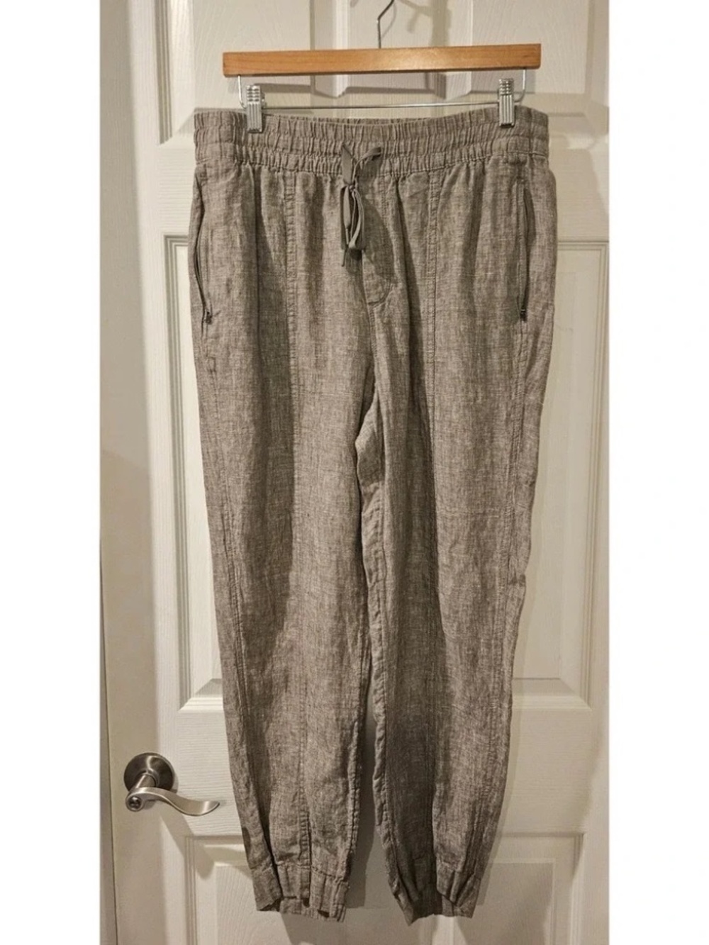 Athleta Retreat Linen High Rise Ankle Pants Women's Medium - Picture 2 of 8